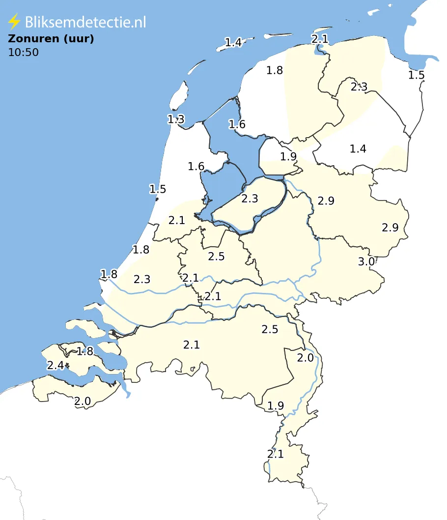 Zonuren kaart Nederland