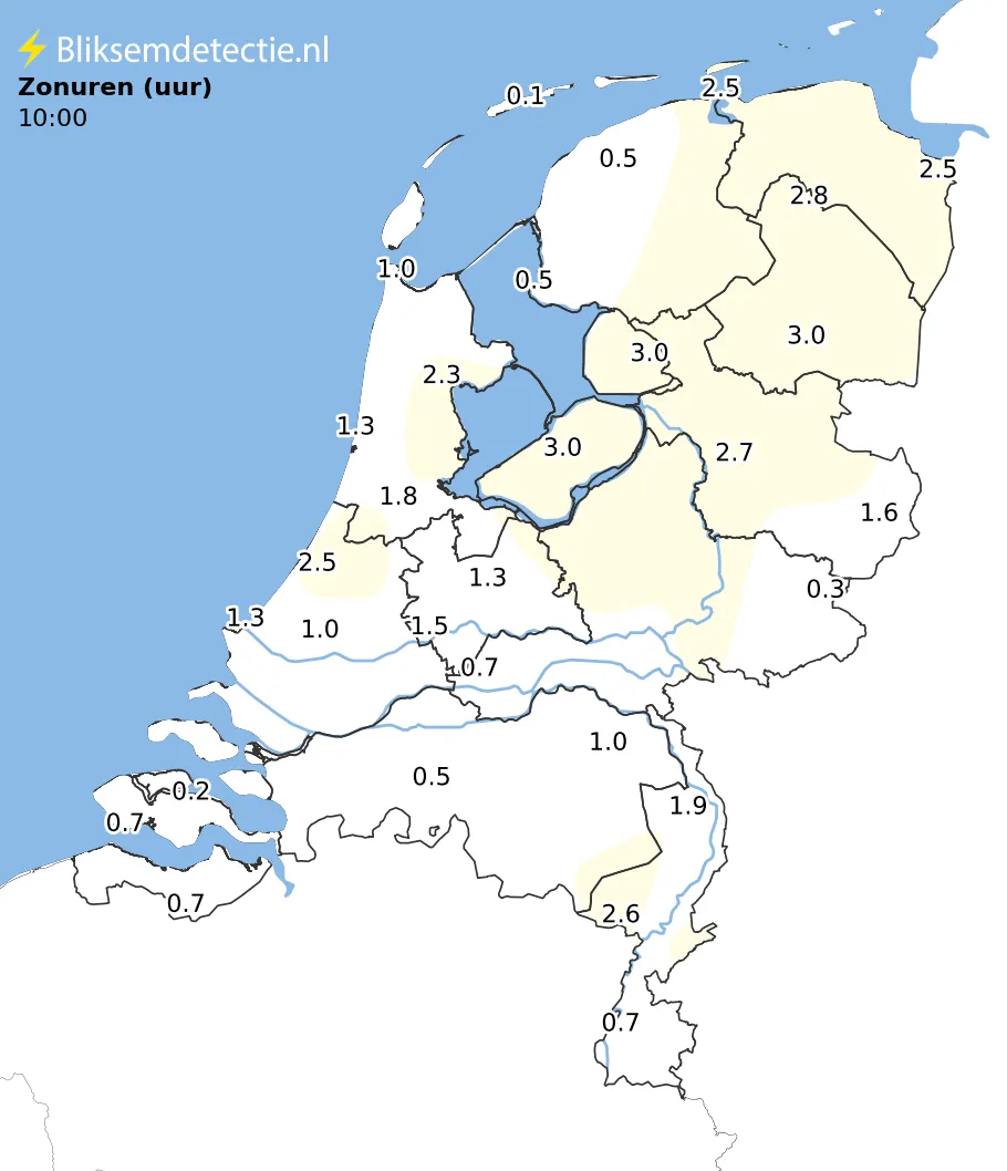 Zonuren kaart Nederland