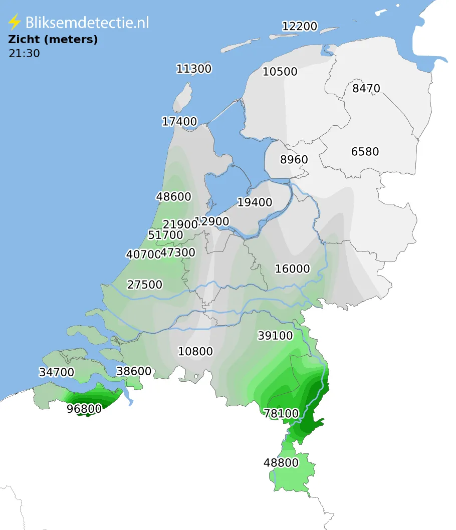 Live Zicht en mist kaart Nederland