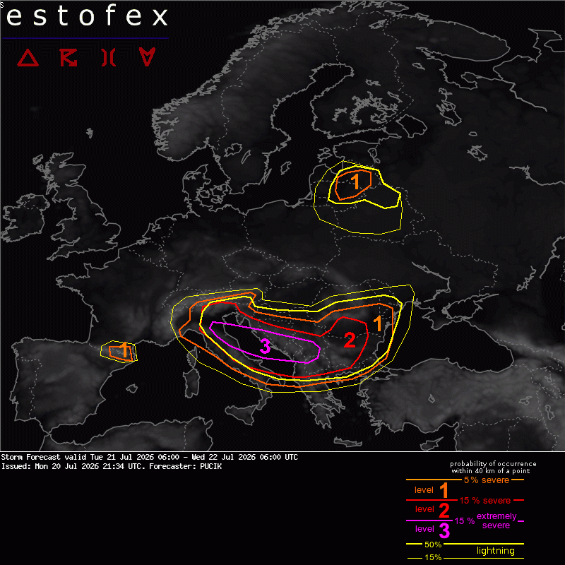 ESTOFEX outlook kaart Vandaag