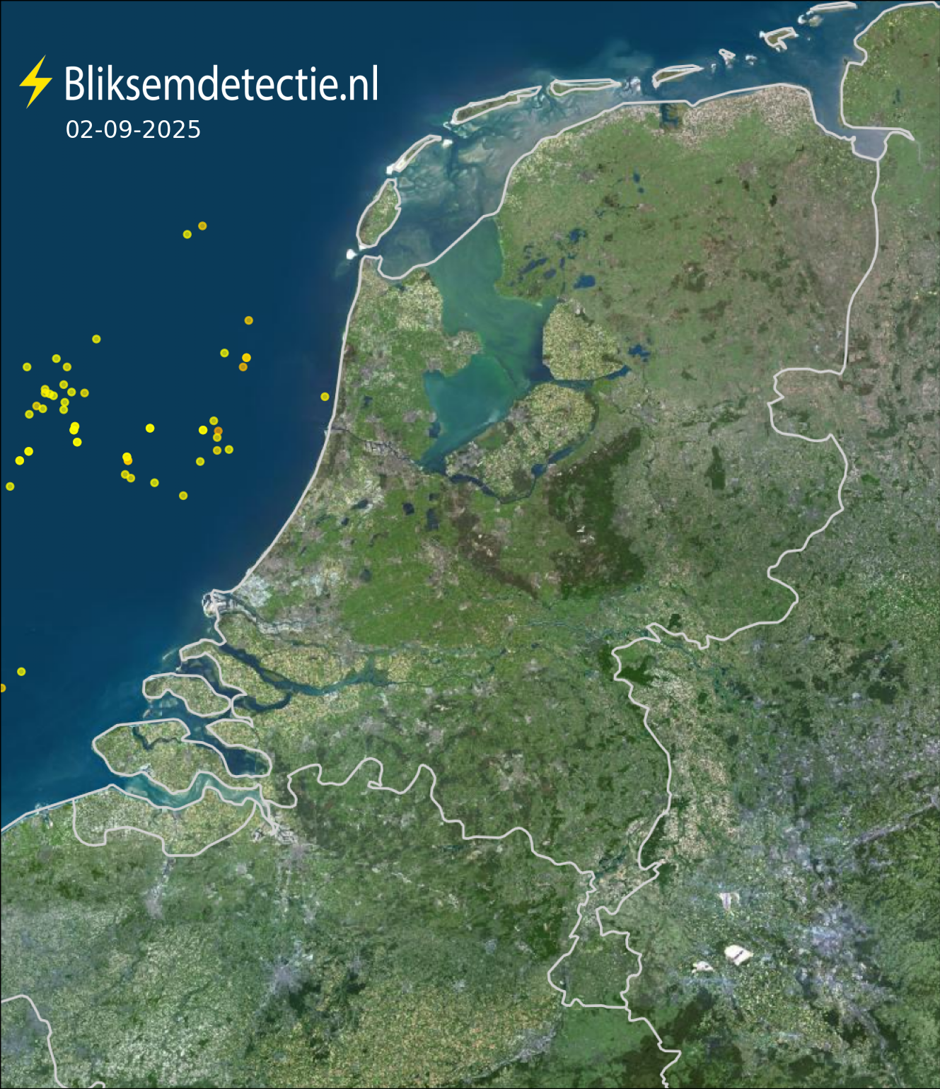 Bliksemkaart Nederland 2 september 2025