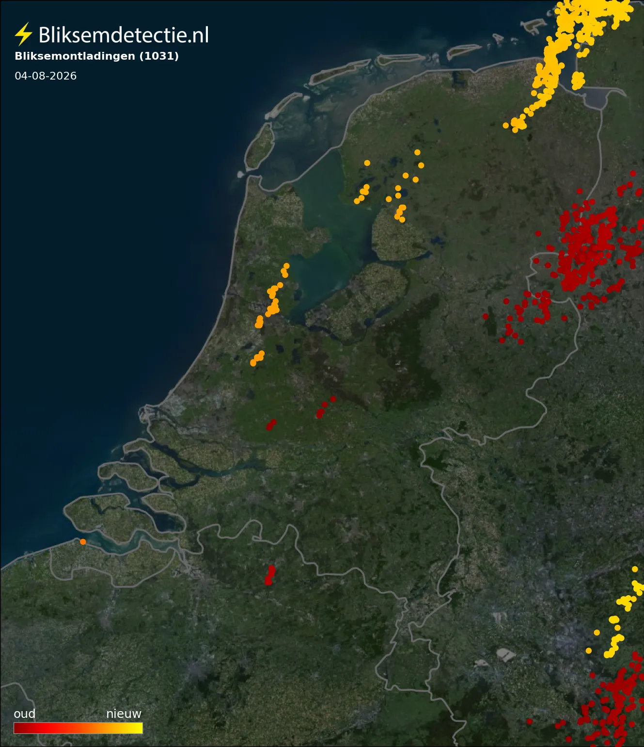 Bliksemkaart Nederland 4 augustus 2026
