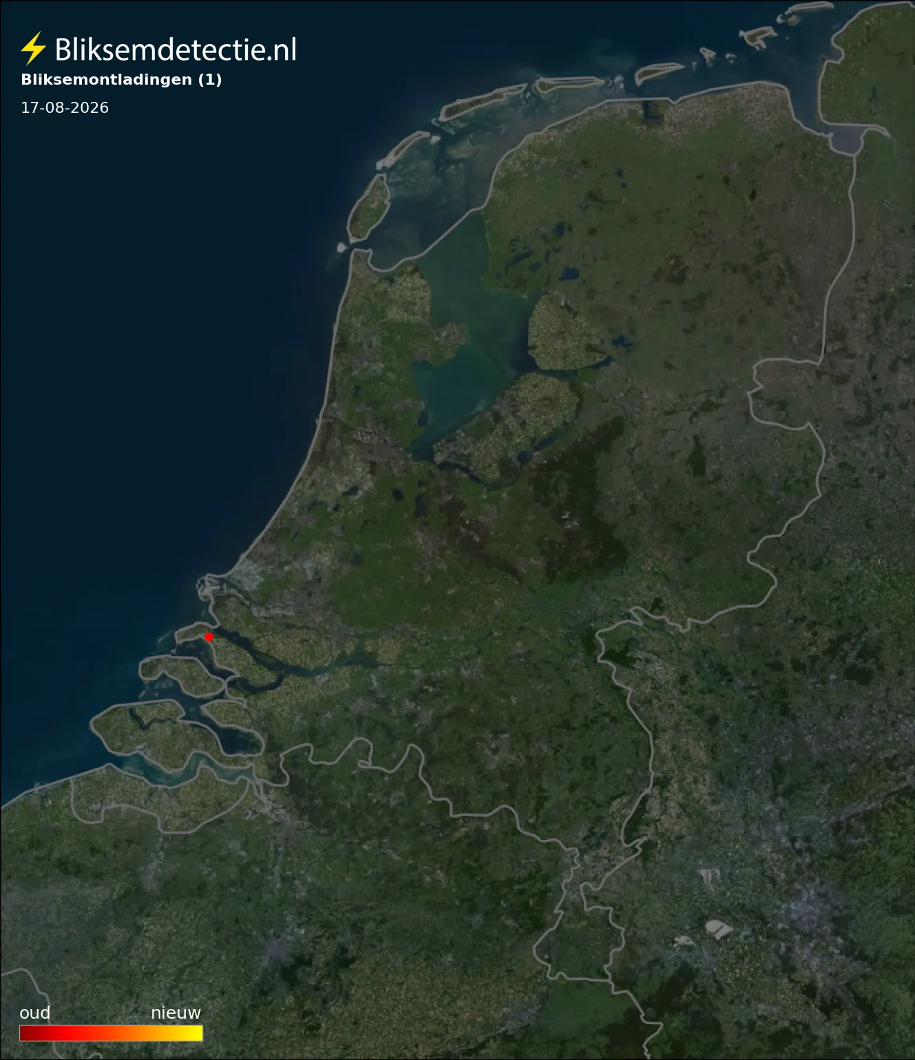 Bliksemkaart Nederland 17 augustus 2026