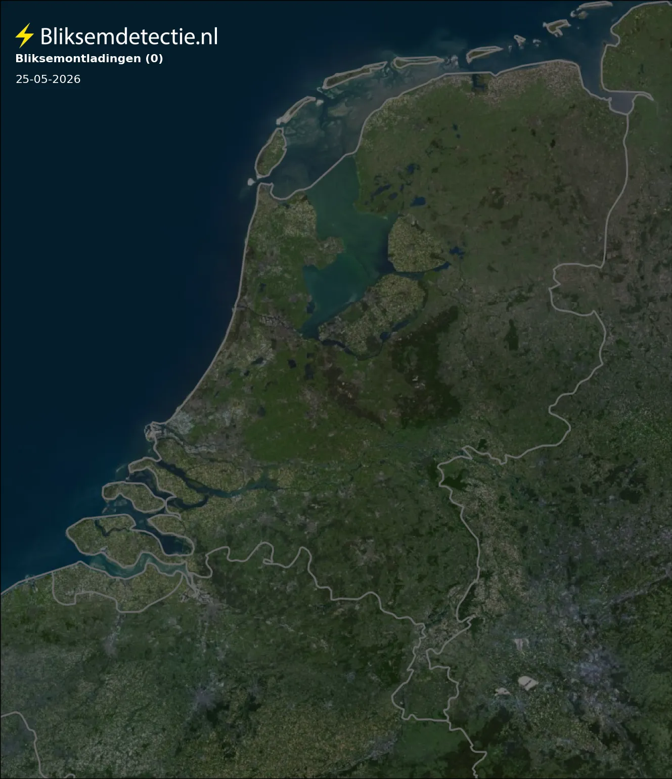 Bliksemkaart Nederland 25 mei 2026