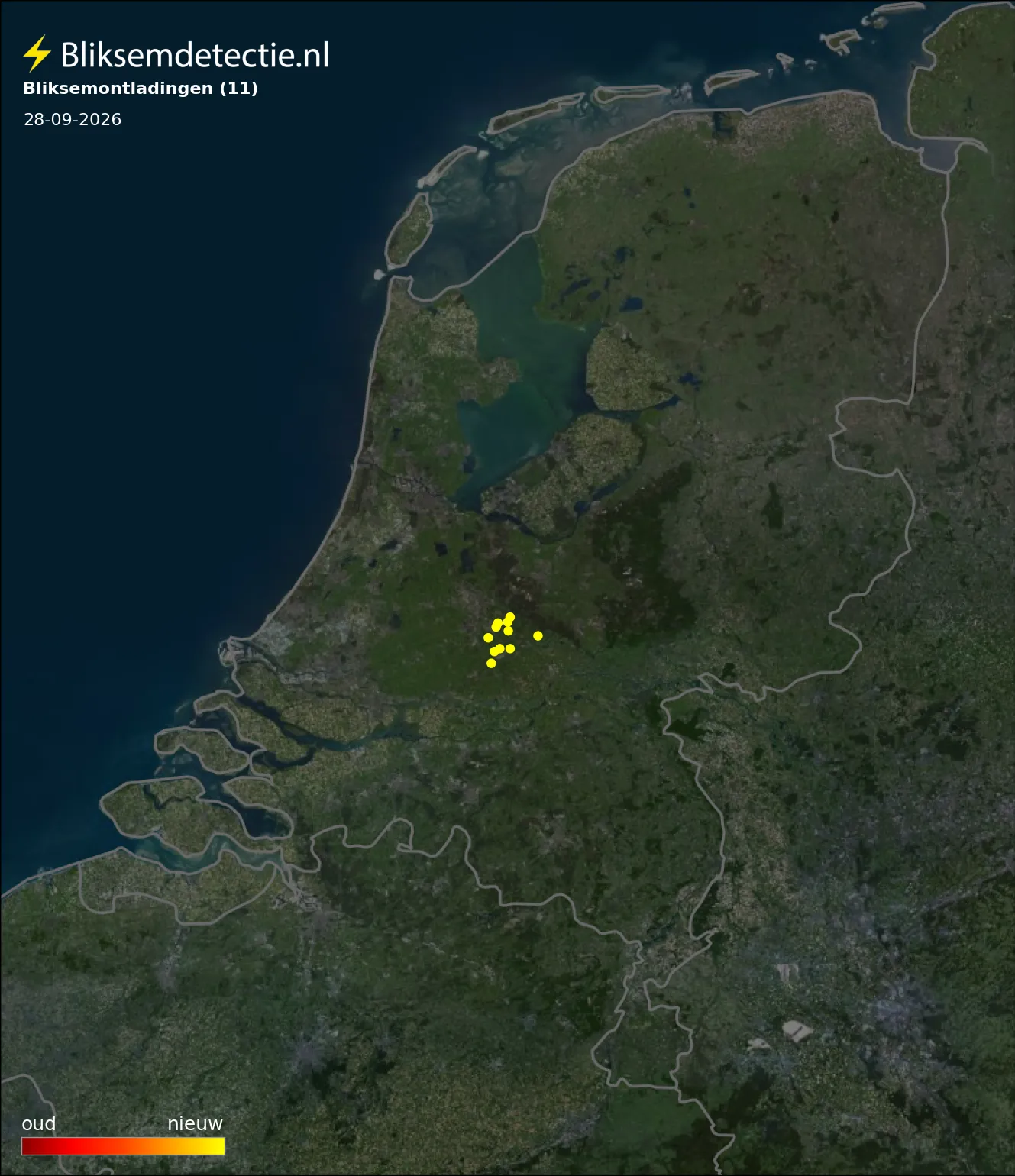 Bliksemkaart Nederland 28 september 2026