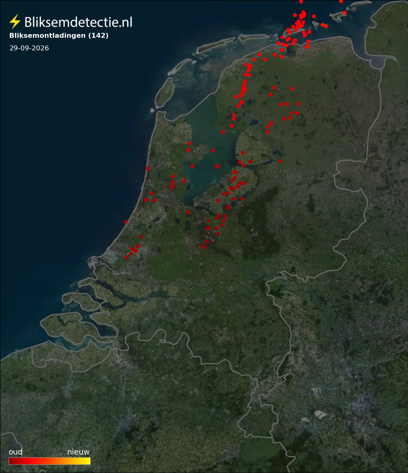 Bliksemkaart Nederland 29 september 2026