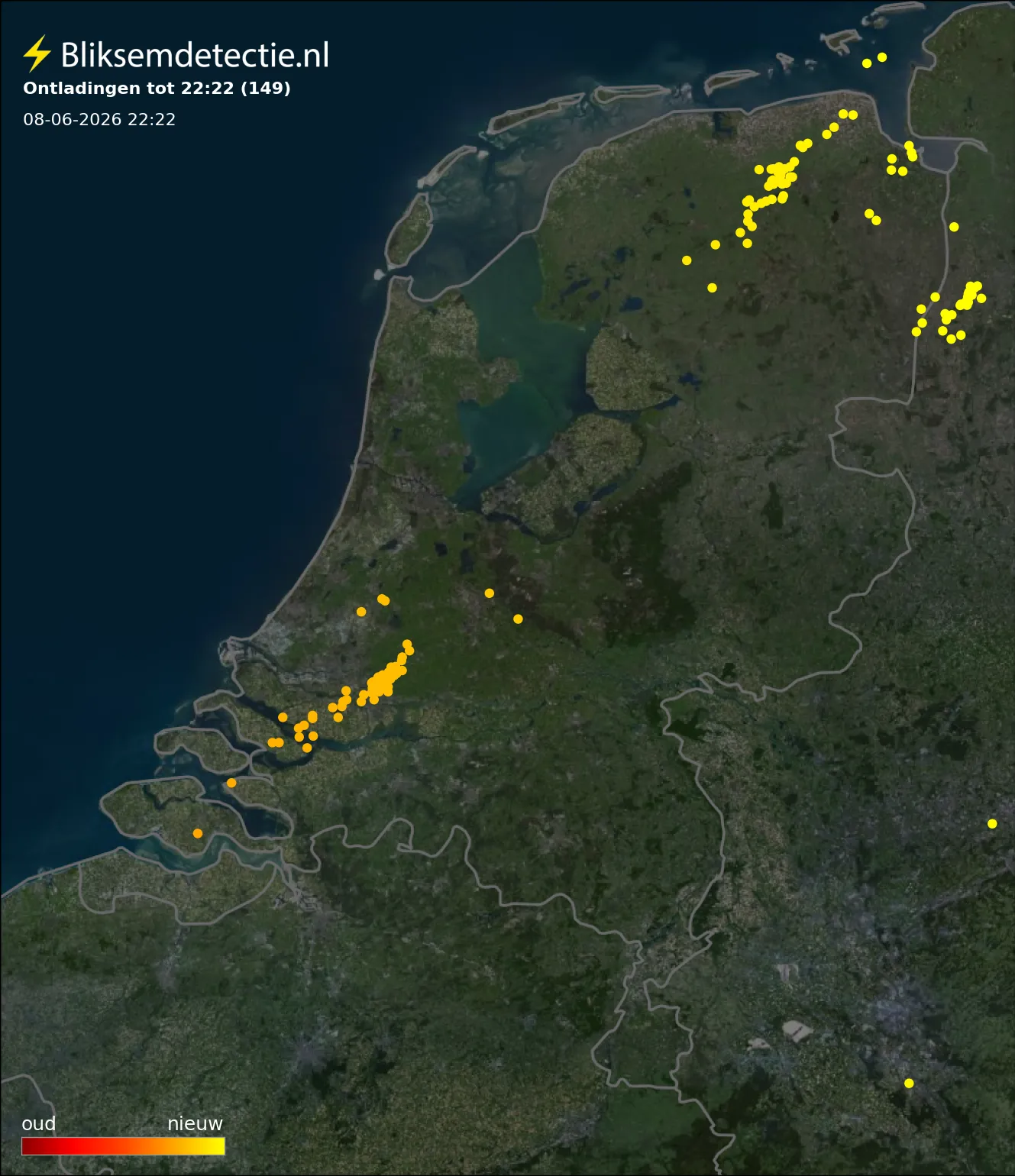 Bliksemkaart Nederland 17 juni 2026