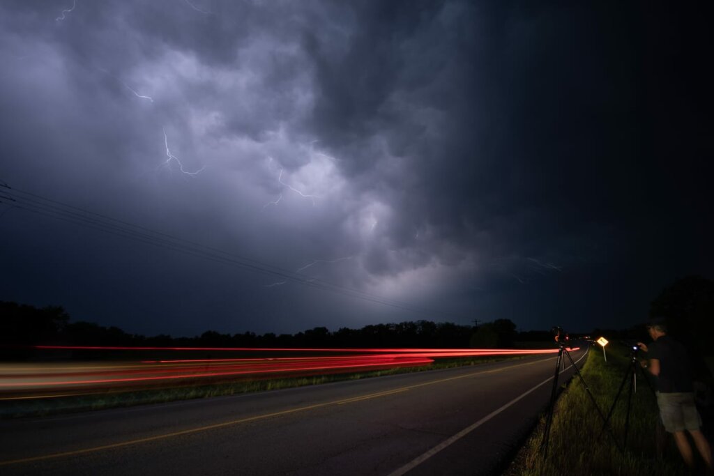 Bliksem foto's Amerika Oklahoma supercell nacht