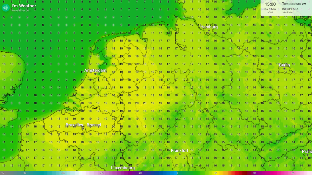 Verwachting maximum temperatuur